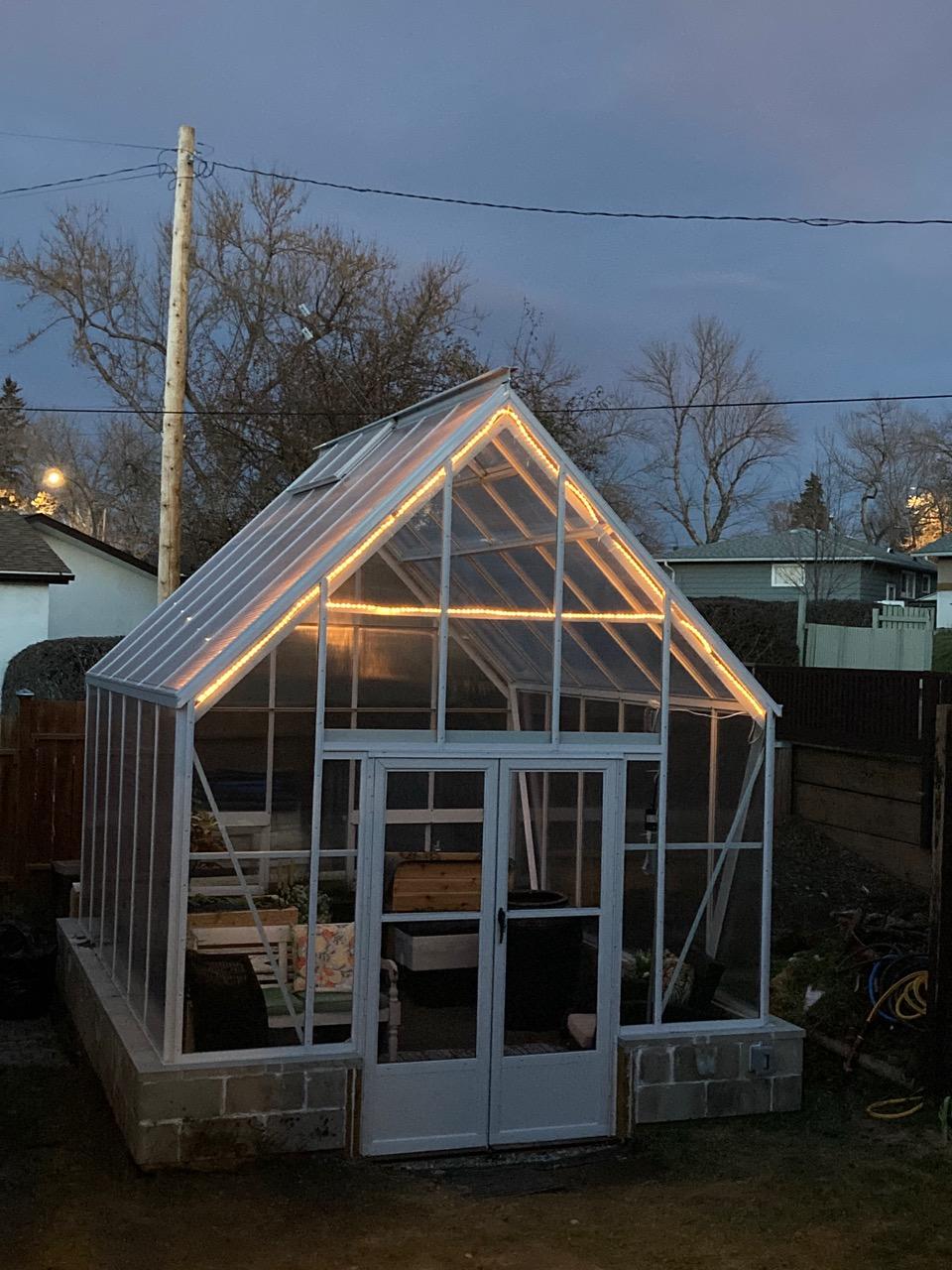 Greenhouse at dusk