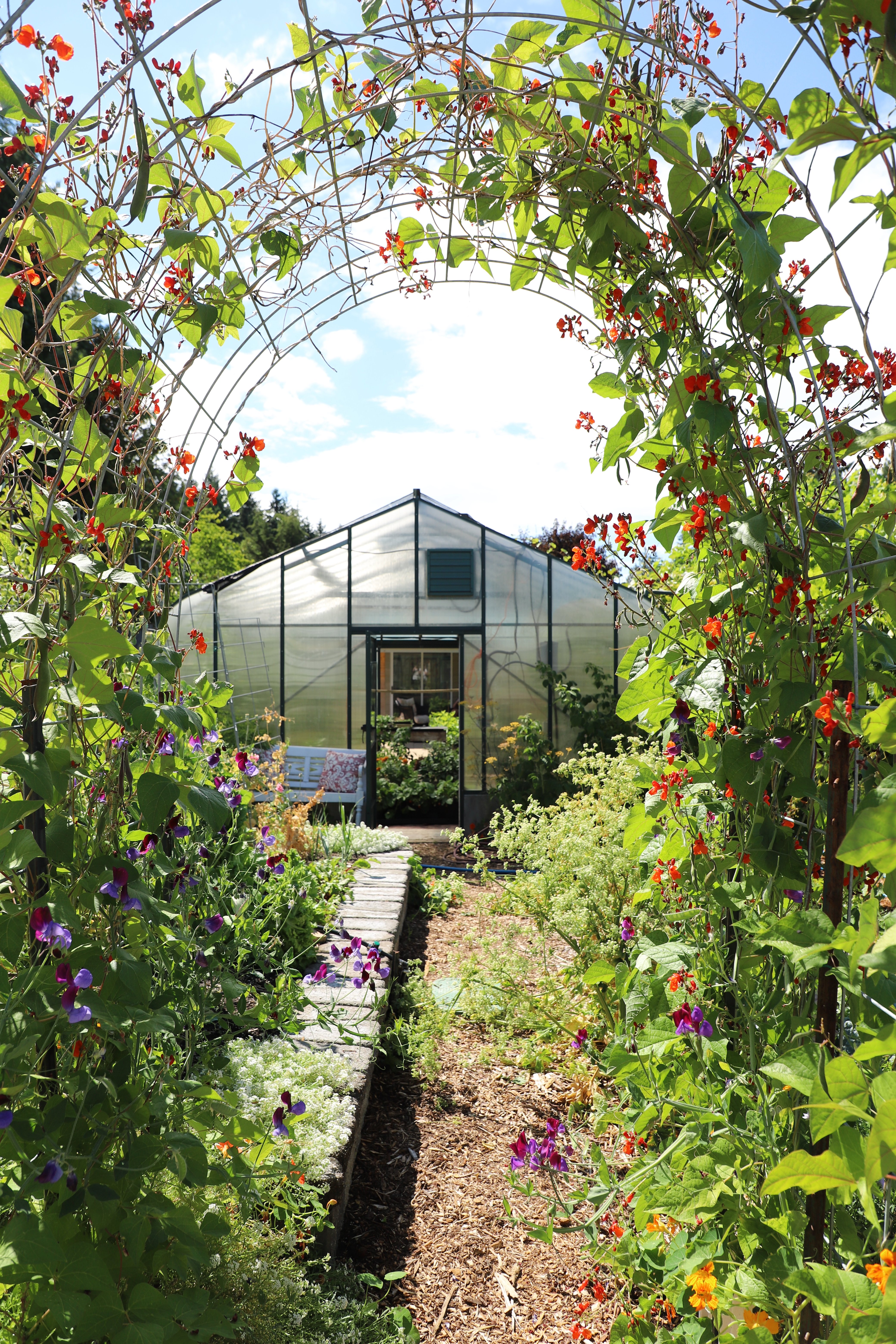 16 x 20 Pacific Greenhouse surrounded by flowers